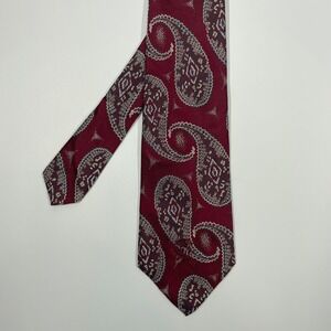 Countess Mara Red Paisley Silk Blend Necktie Mens One Size